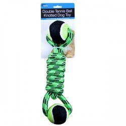 Double Tennis Ball Knotted Dog Toy (pack of 3)