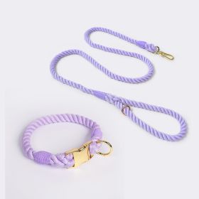 Weaving Gradient Colored Cotton Rope Pet Collar (Option: Purple-M)