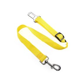 Retractable Pet Car Safety Belt Traction Rope (Option: Yellow-2.5x70cm)