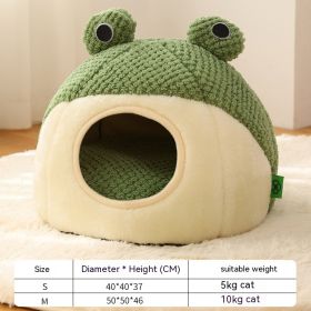 Plush Pet Bed Little Frog Warm (Option: Green Nest-S)