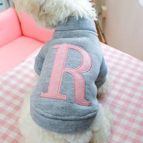 Factory Direct Supply Pet Clothes Teddy Bichon Dog Hoodie Autumn And Winter (Option: Letter R Sweater Gray-S)