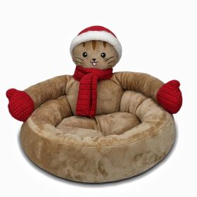 Kennel Winter Warm Three-dimensional Cartoon (Option: Khaki Cat-Small 40cm)