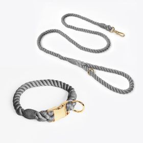 Weaving Gradient Colored Cotton Rope Pet Collar (Option: Dark Grey-M)