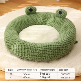 Plush Pet Bed Little Frog Warm (Option: Green Frog Round Nest-L)