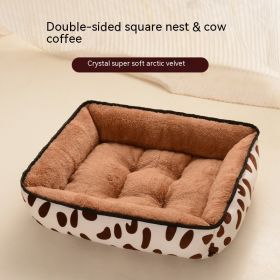 Four Seasons Universal Cat Nest For Deep Sleep (Option: Cow Coffee Square Nest-L)