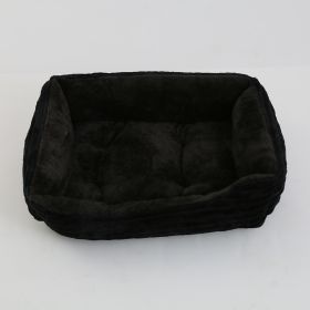 Four Seasons Universal Pet Bed Candy Color Square Kennel Teddy Pomeranian Mat Cat Nest Pet Bed (Option: Black-S)