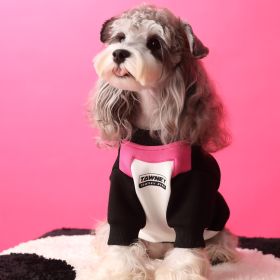 Dog Clothes Stitching Zipper Pullover Sweater (Option: Pink-XL)