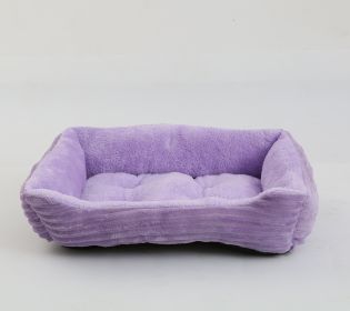 Four Seasons Universal Pet Bed Candy Color Square Kennel Teddy Pomeranian Mat Cat Nest Pet Bed (Option: Light Purple-M)