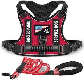 Shock Absorption Comfortable Night Vision Reflective Pet Harness Dog Vest Traction Chest Strap (Option: Red With Rope-L)