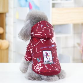 Fashion Letter Cotton Padded Coat (Option: Wine Red-XXL)